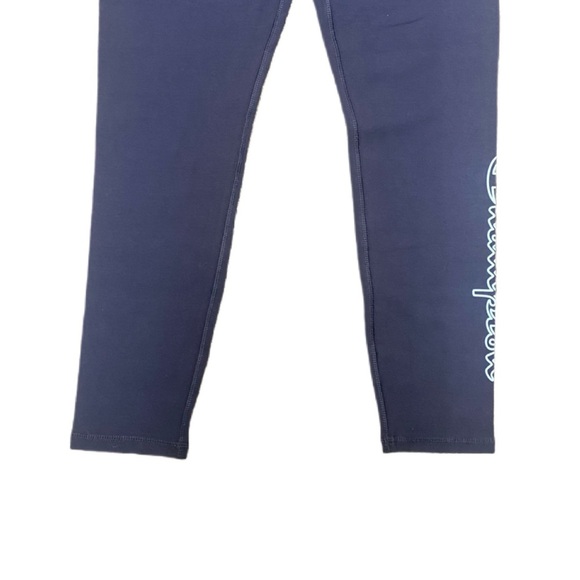 Champions Women’s Navy Blue & Baby Blue Logo Workout Sports Leggings Sz XL - Picture 3 of 4